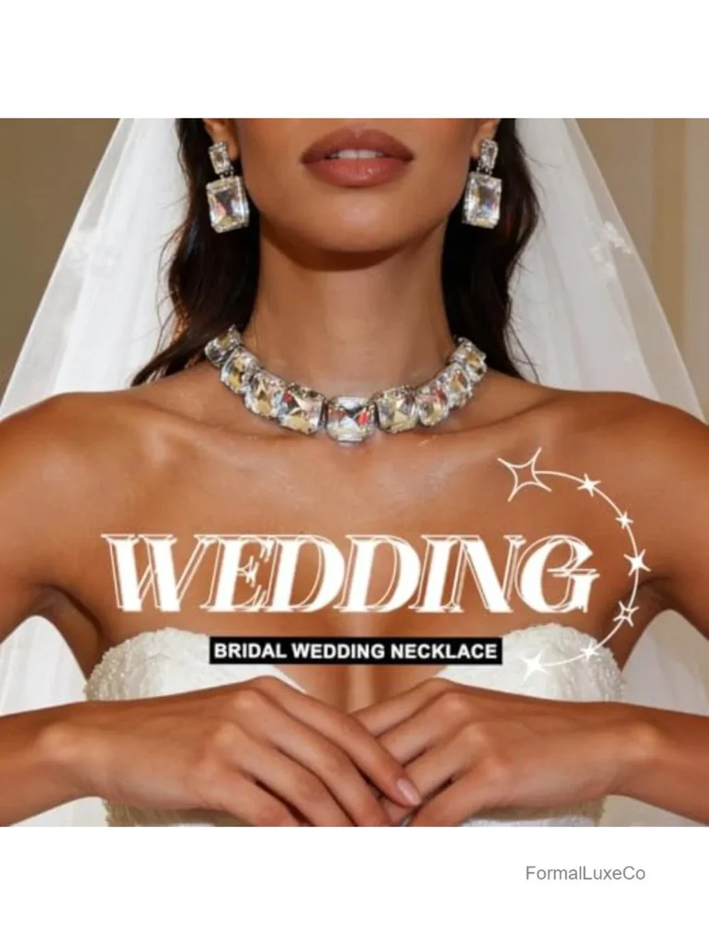 Rhinestone Choker Necklace and Earring Jewelry Set Bridal Prom Set